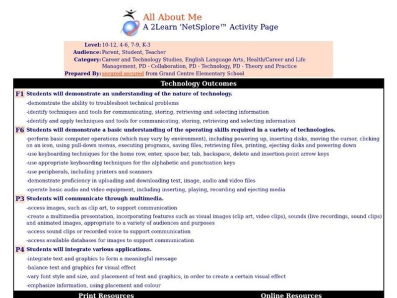 All About Me Lesson Plan All About Me Lesson Plan