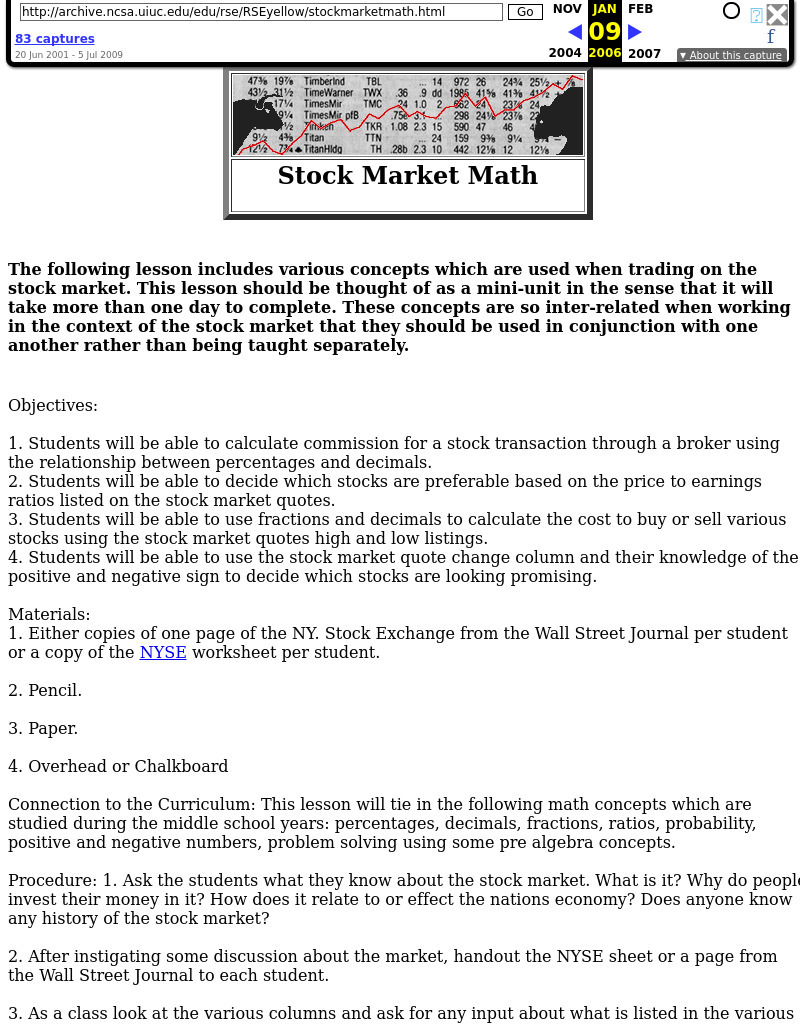 Stock Market Math Lesson Plan Stock Market Math Lesson Plan