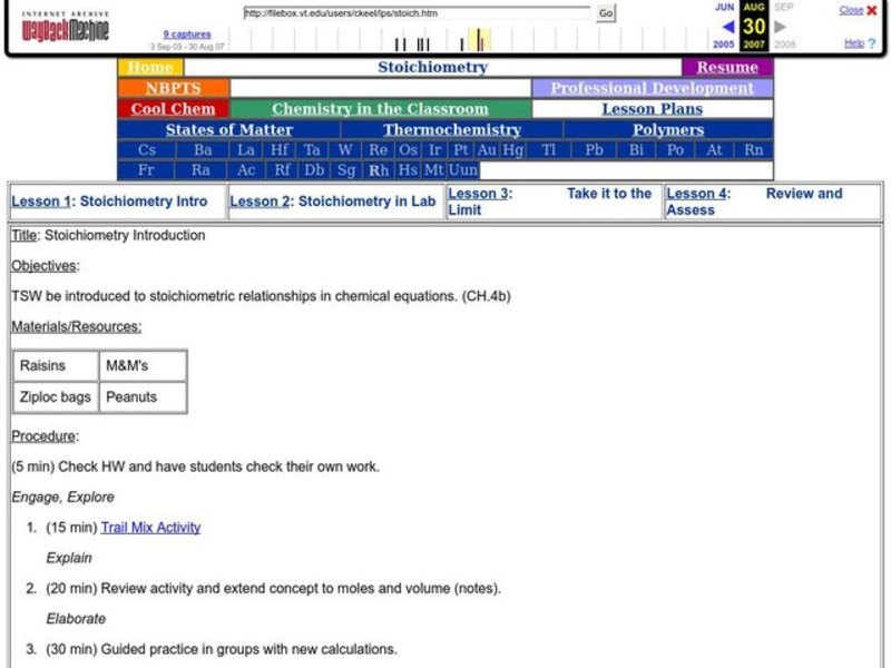 Stoichiometry Lesson Plan Stoichiometry Lesson Plan