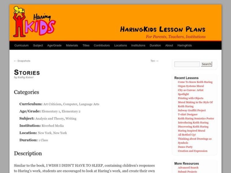 Stories Lesson Plan Stories Lesson Plan