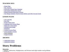 Story Problems Lesson Plan Story Problems Lesson Plan