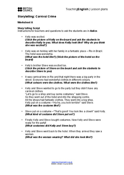 Storytelling: Carnival Crime Worksheet Storytelling: Carnival Crime Worksheet