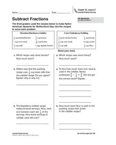 Subtract Fractions Worksheet Subtract Fractions Worksheet