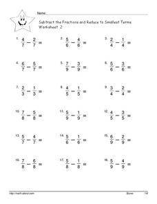 Subtract Fractions Worksheet Subtract Fractions Worksheet