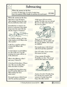 Subtracting Worksheet Subtracting Worksheet