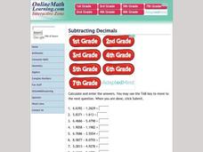 Subtracting Decimals Interactive Subtracting Decimals Interactive
