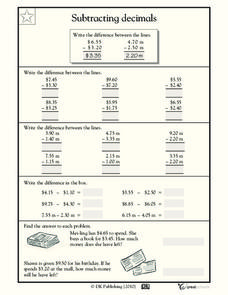 Subtracting Decimals Worksheet Subtracting Decimals Worksheet