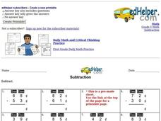 Subtraction Worksheet Subtraction Worksheet