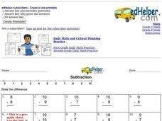 Subtraction Worksheet Subtraction Worksheet
