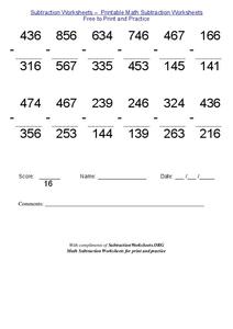 Subtraction Math Problems Worksheet Subtraction Math Problems Worksheet
