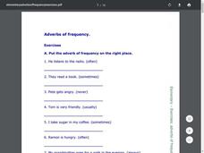 Adverbs of Frequency Worksheet Adverbs of Frequency Worksheet