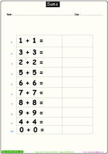 Sums Worksheet Sums Worksheet