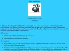 Super Summarizers Lesson Plan Super Summarizers Lesson Plan