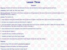 Synonyms Lesson Plan Synonyms Lesson Plan