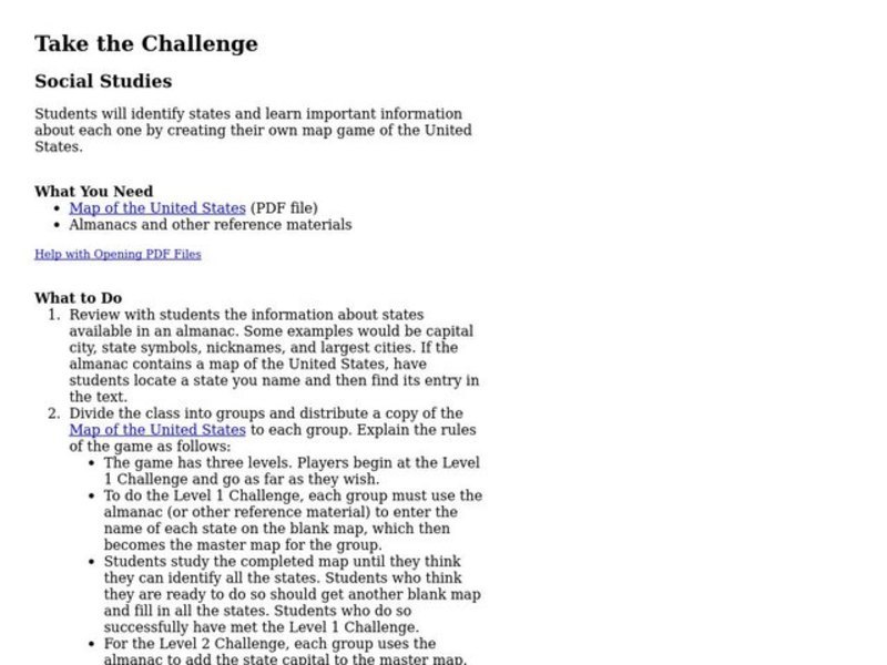 Take the Challenge Lesson Plan Take the Challenge Lesson Plan