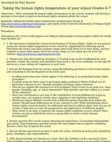 Taking the human rights temperature of your school Lesson Plan Taking the human rights temperature of your school Lesson Plan