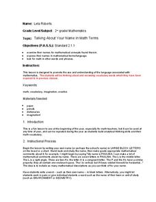 Talking about your name in math terms Lesson Plan Talking about your name in math terms Lesson Plan