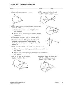Tangent Properties Worksheet Tangent Properties Worksheet