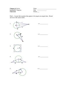 Tangents Worksheet Tangents Worksheet