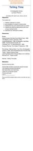 Telling Time Lesson Plan Telling Time Lesson Plan