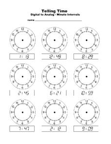 Telling Time Worksheet Telling Time Worksheet