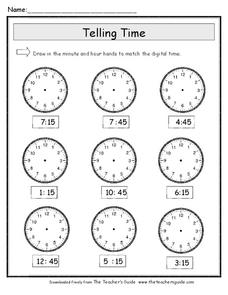 Telling Time #3 Worksheet Telling Time #3 Worksheet