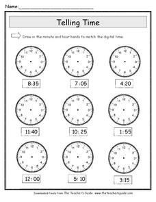 Telling Time #4 Worksheet Telling Time #4 Worksheet