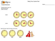 Telling Time: Quarter Past Worksheet Telling Time: Quarter Past Worksheet