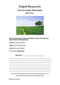 Test Your Creative Writing Skills Worksheet Test Your Creative Writing Skills Worksheet