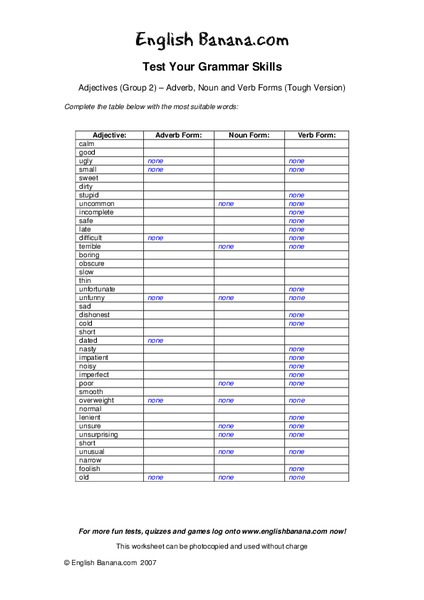 Test Your Grammar Skills Worksheet Test Your Grammar Skills Worksheet