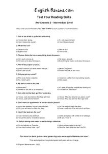 Test Your Reading Skills-- Any Answers 3 Worksheet Test Your Reading Skills-- Any Answers 3 Worksheet