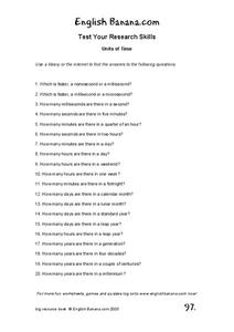 Test Your Research Skills - Units of Time Worksheet Test Your Research Skills - Units of Time Worksheet