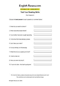 Test Your Reading Skills Interactive Test Your Reading Skills Interactive
