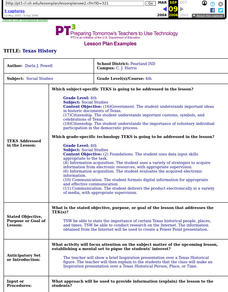 Texas History Lesson Plan Texas History Lesson Plan