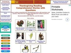 Thanksgiving Reading Comprehension Interactive Thanksgiving Reading Comprehension Interactive