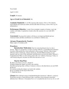 The American Revolution Lesson Plan The American Revolution Lesson Plan