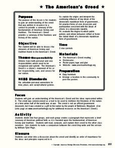 The American's Creed Lesson Plan The American's Creed Lesson Plan