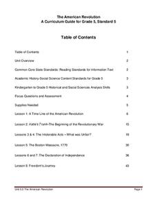 The American Revolution Unit Plan The American Revolution Unit Plan