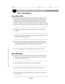 The Atmosphere Worksheet The Atmosphere Worksheet