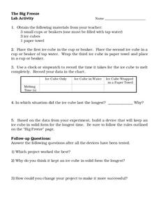 The Big Freeze Worksheet The Big Freeze Worksheet