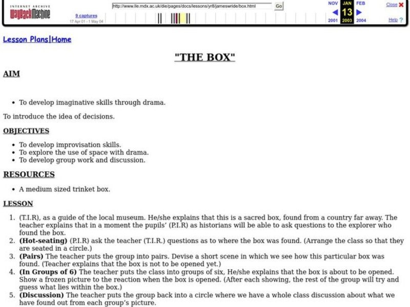 The Box Lesson Plan The Box Lesson Plan