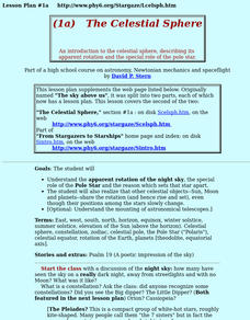 The Celestial Sphere Lesson Plan The Celestial Sphere Lesson Plan