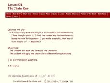 The Chain Rule Lesson Plan The Chain Rule Lesson Plan