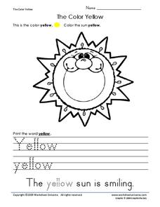 The Color Yellow Worksheet The Color Yellow Worksheet