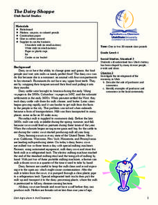 The Dairy Shoppe Lesson Plan The Dairy Shoppe Lesson Plan