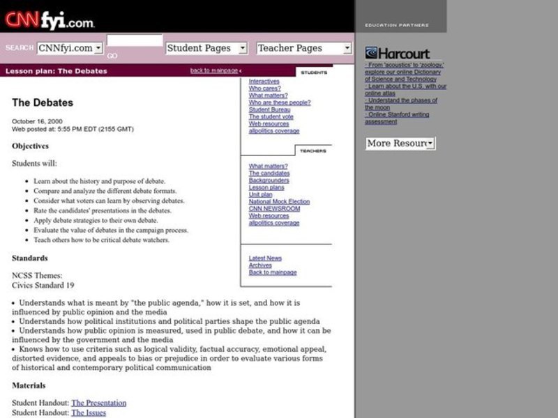 The Debates Lesson Plan The Debates Lesson Plan