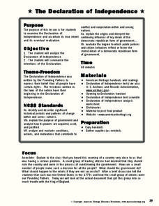 The Declaration of Independence Lesson Plan The Declaration of Independence Lesson Plan