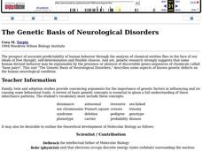 The Genetic Basis of Neurological Disorders Lesson Plan The Genetic Basis of Neurological Disorders Lesson Plan