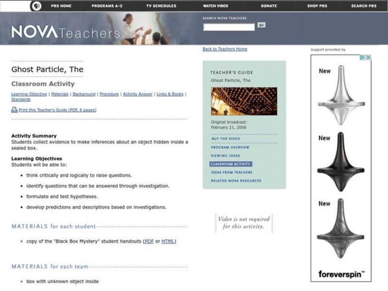 The Ghost Particle Lesson Plan The Ghost Particle Lesson Plan