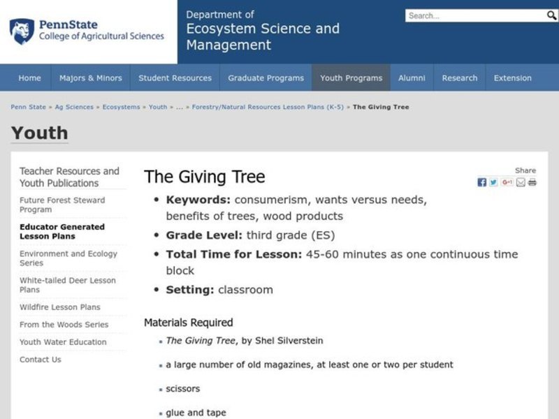 The Giving Tree Lesson Plan The Giving Tree Lesson Plan